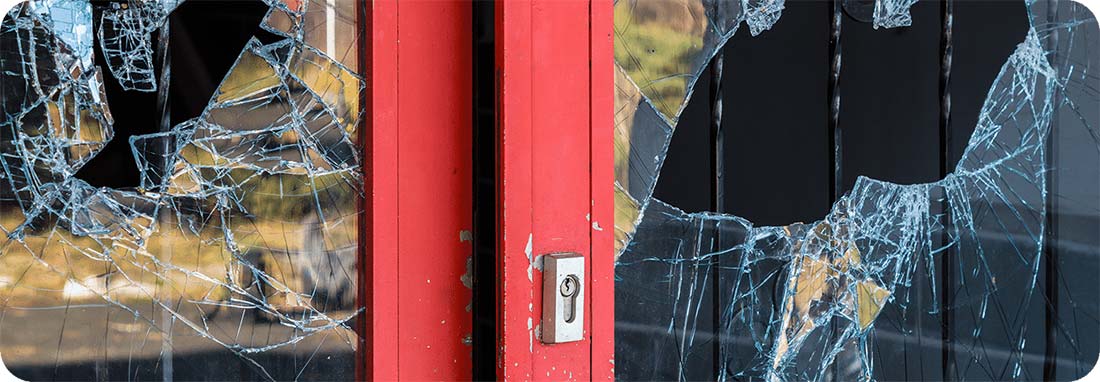 Door with broken glass