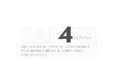 SAM4Schools logo in white and grey