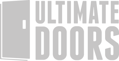 Ultimate Doors logo in light grey